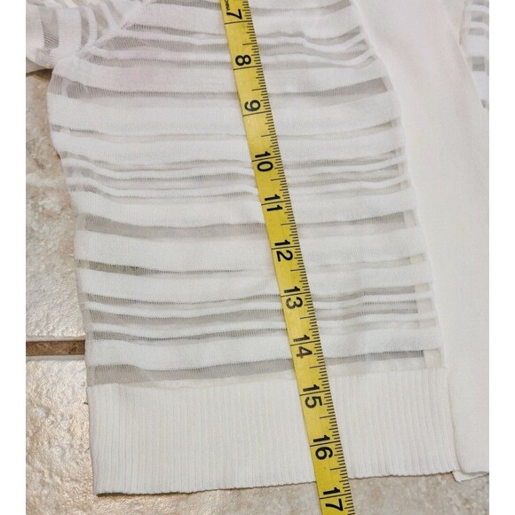 Calvin Klein Women Size M Sheer 3/4 Sleeve Open Cropped White Cardigan Staple - Picture 13 of 15